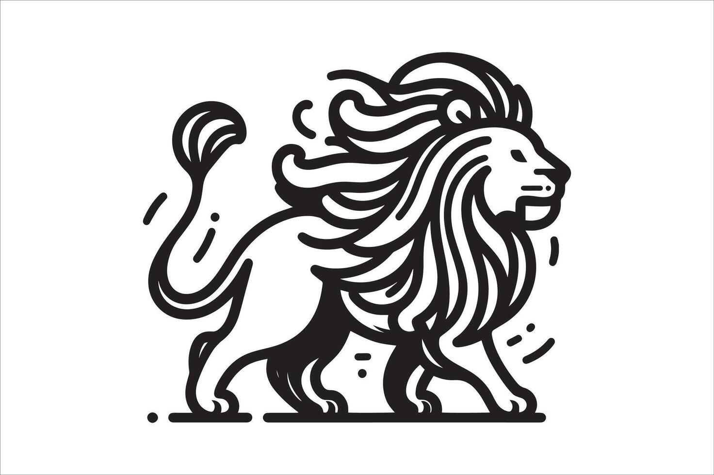 King of the Jungle Lion Outline Sketch vector