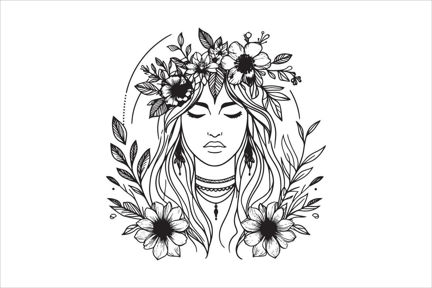 Abstract Line Art Woman Face Simple and Stylish vector