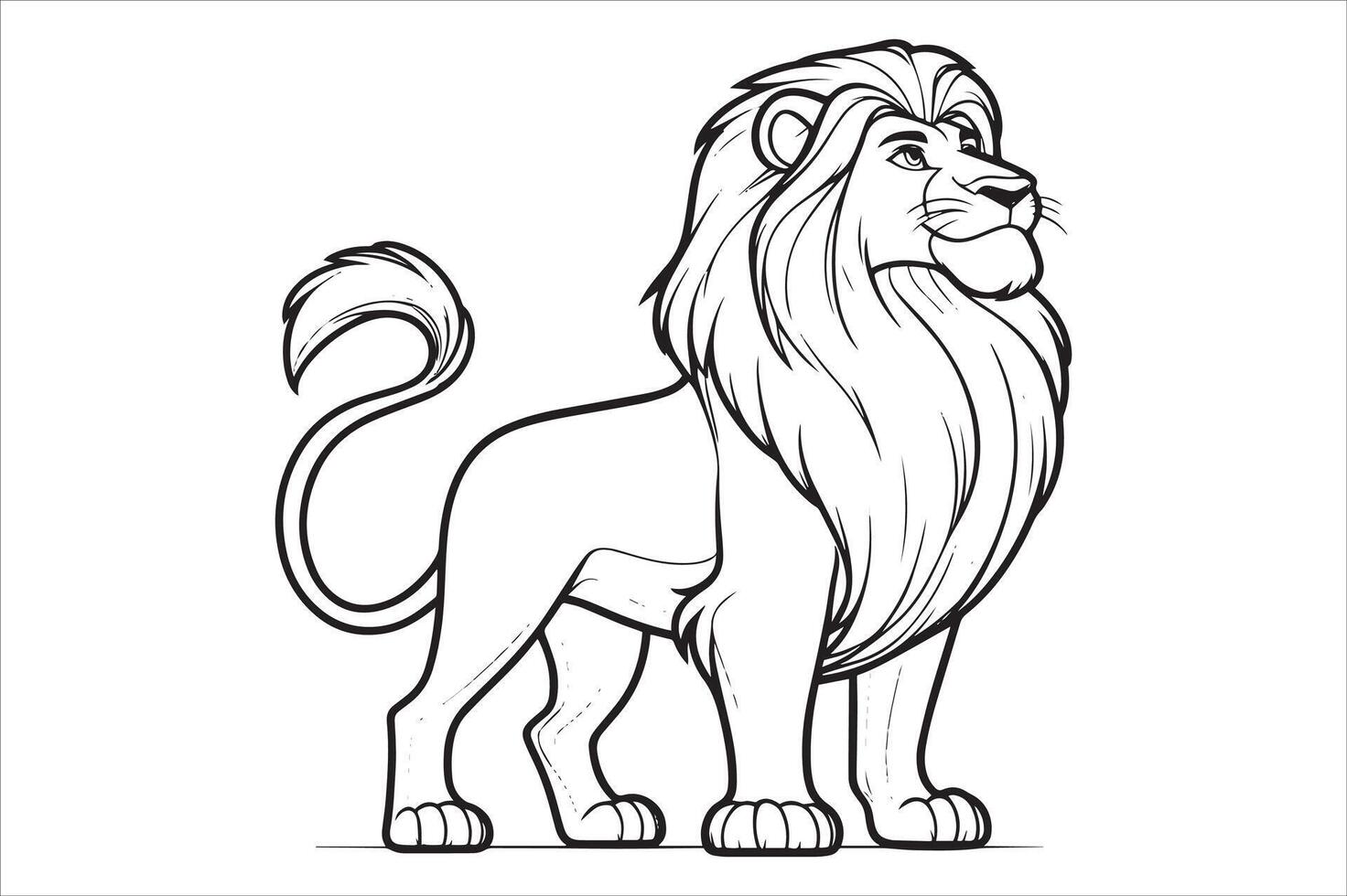 Lion Outline Drawing Black and White Art vector