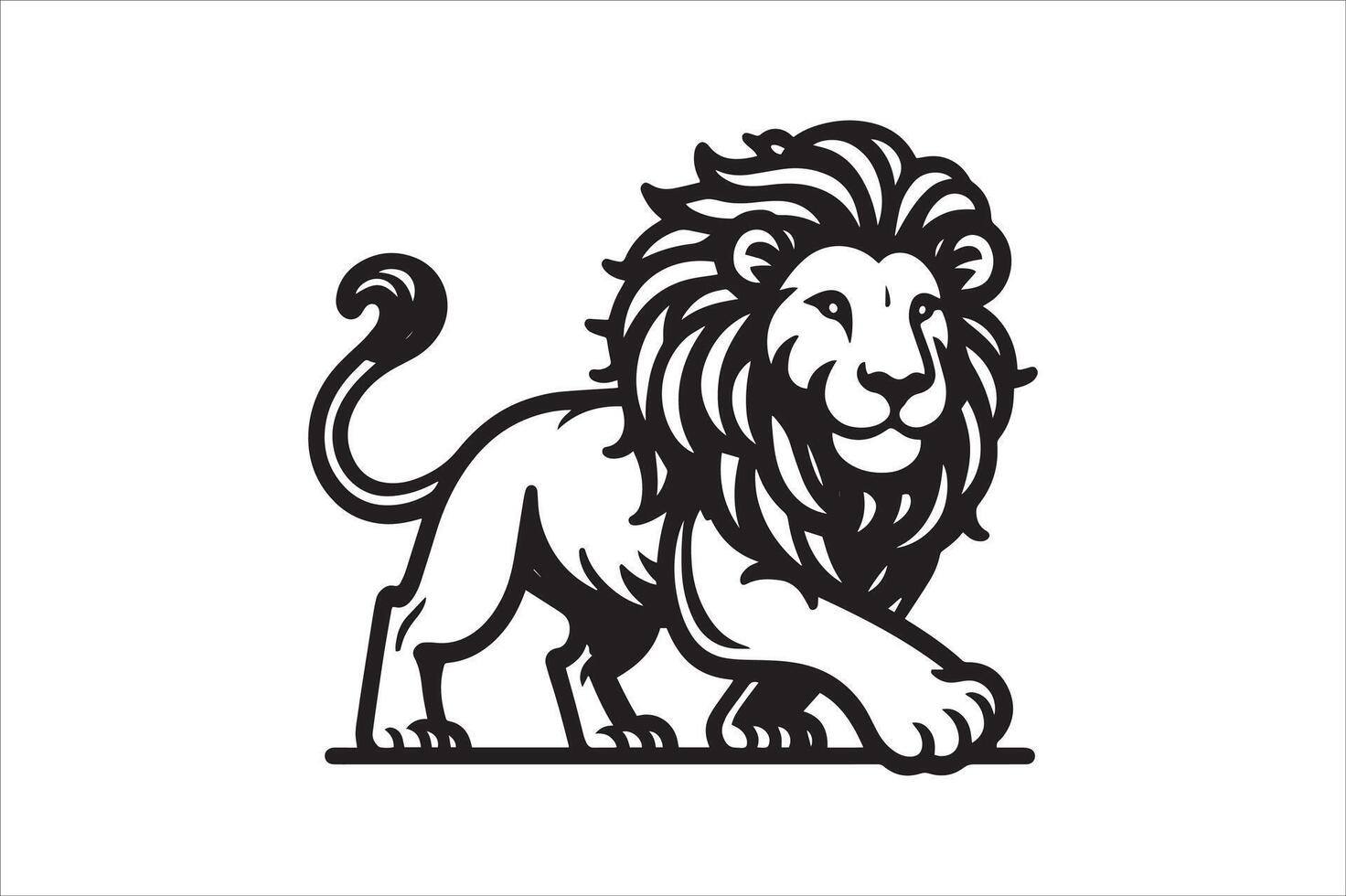 Lion Outline Cartoon Style Animal Drawing vector