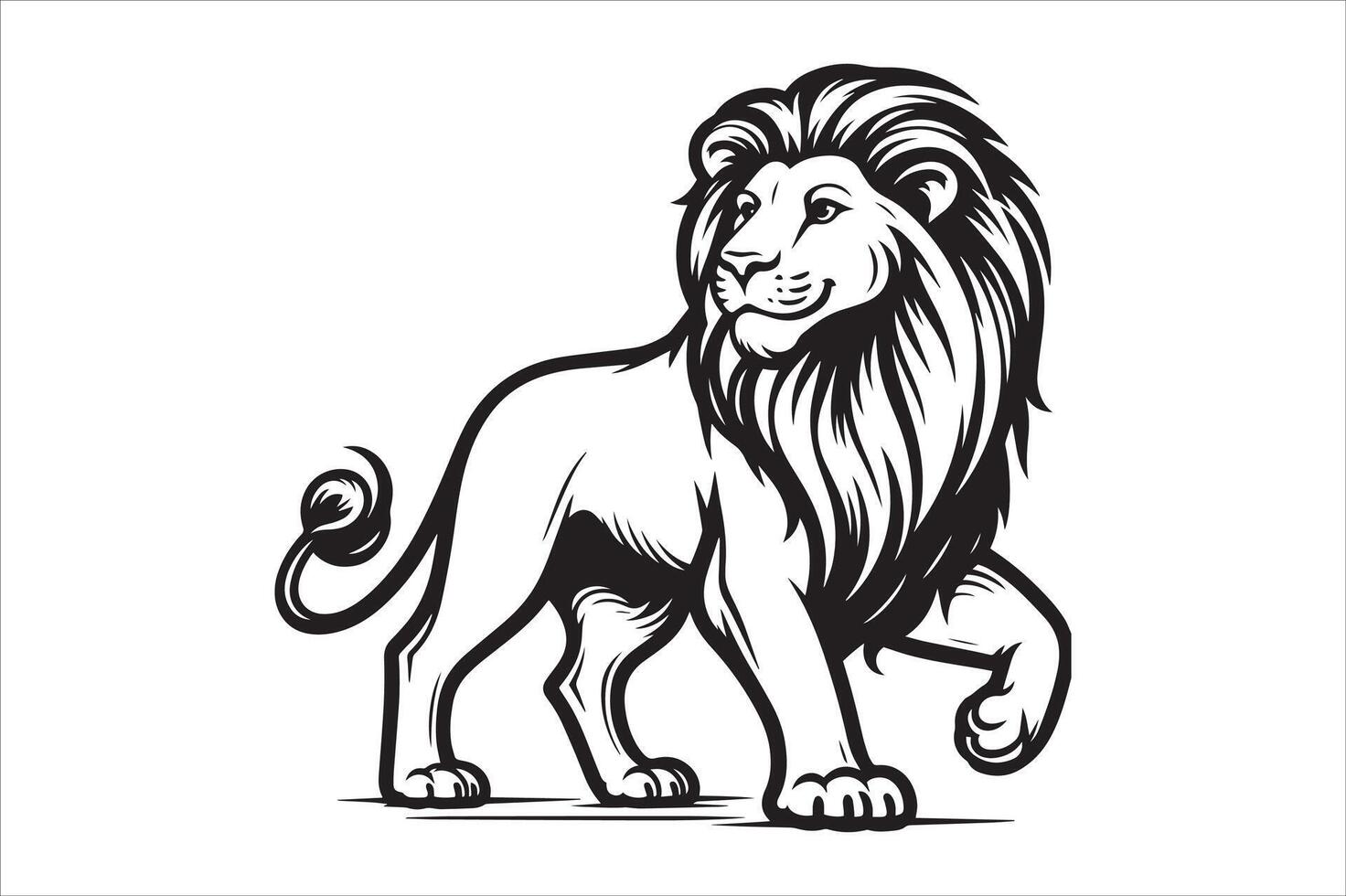 African Lion Illustration Outline Style vector
