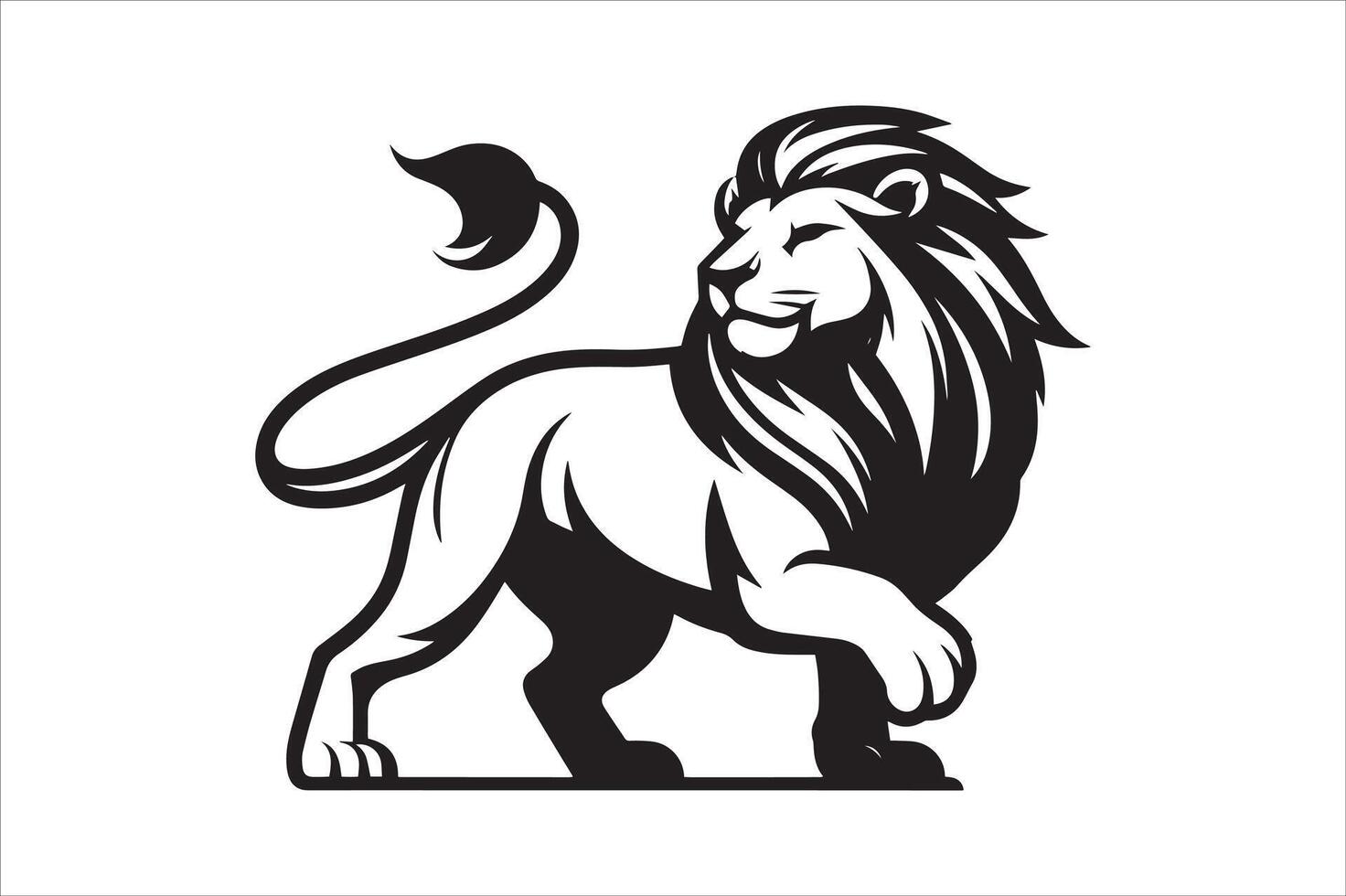 Lion Side View Line Drawing Minimalist Animal Design vector