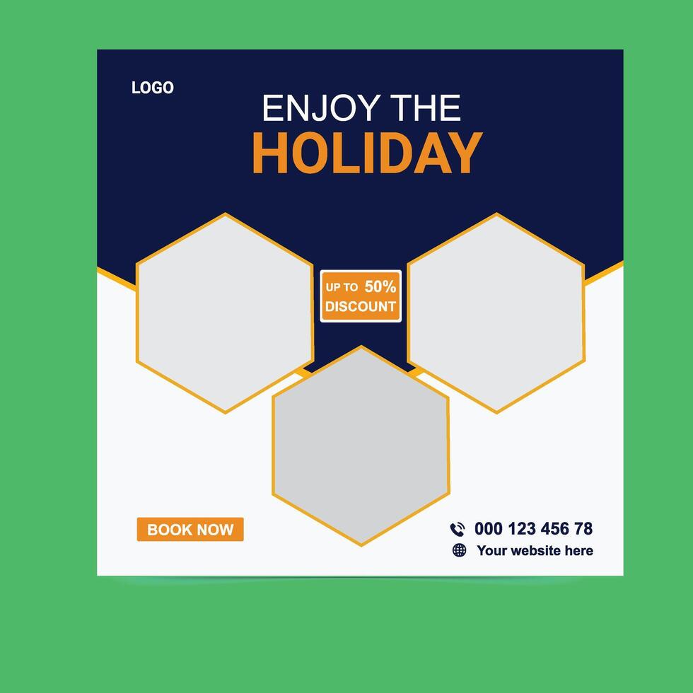 Explore the World Travel Promo Social Post Design Bundle vector