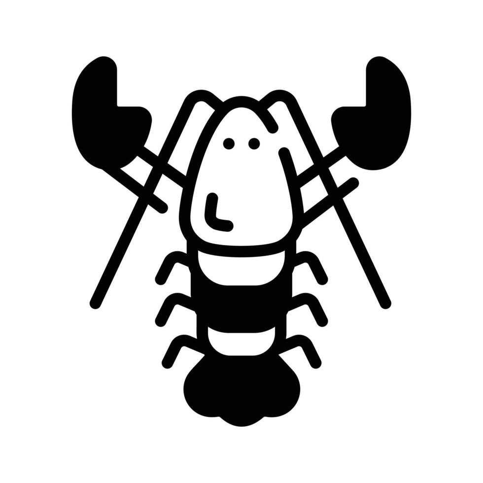 Easy to use glyph style icon of lobster seafood. vector