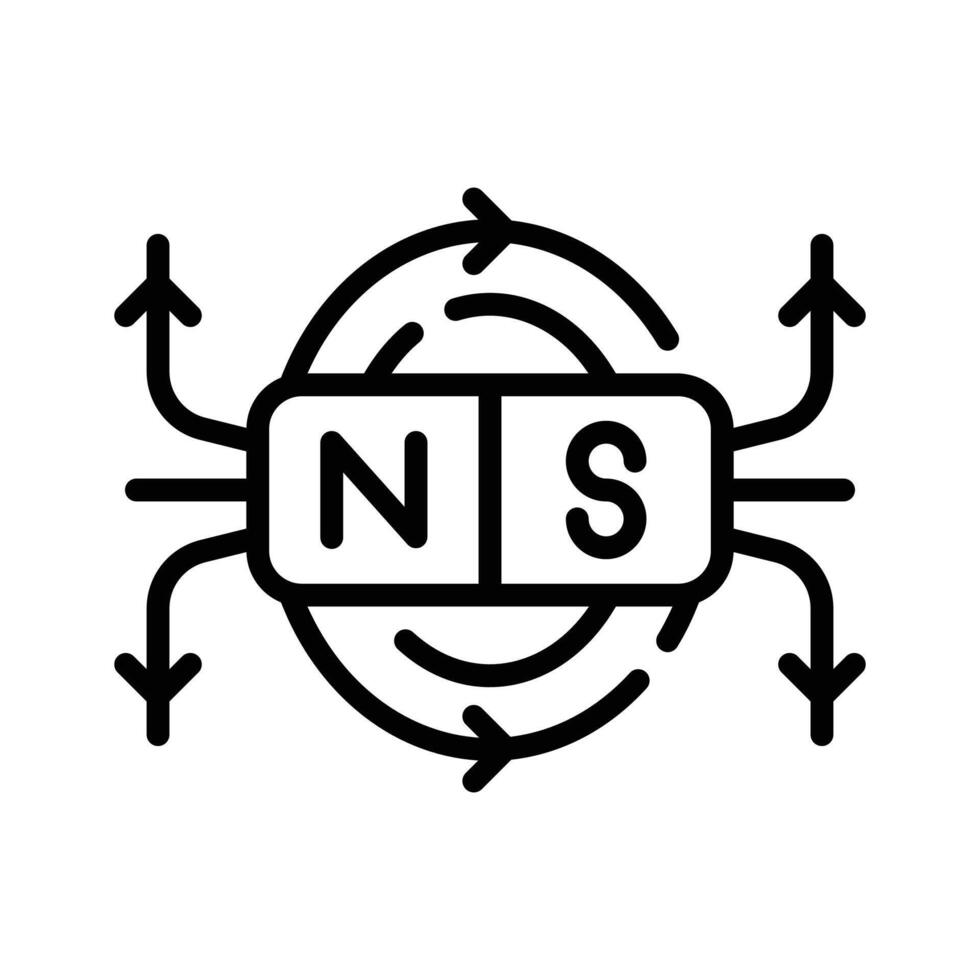 Ready to use outline style icon of magnetic field vector