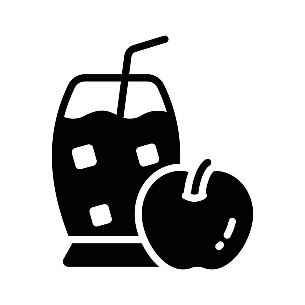An editable glyph style icon of apple juice glass vector