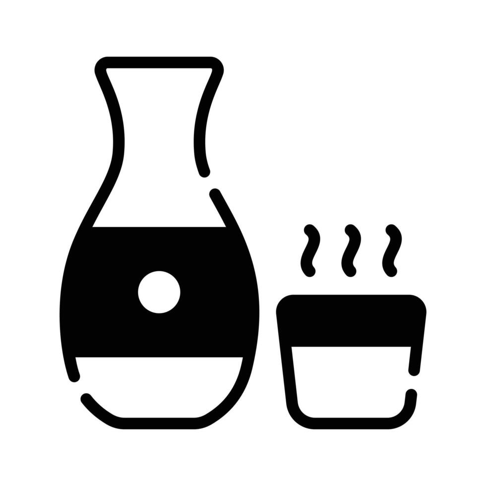 Hot drink bottle with glass, glyph icon ready for premium use. vector