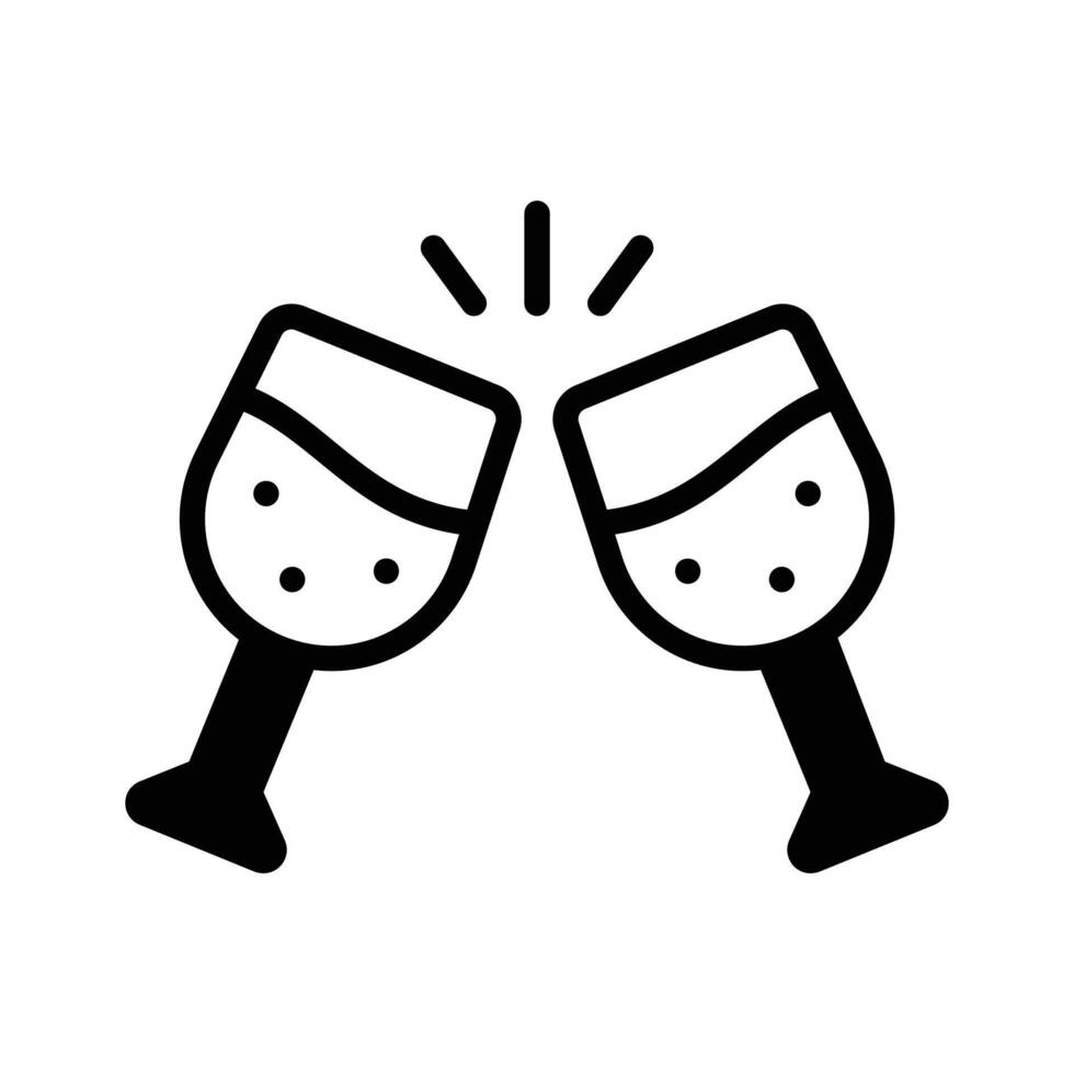 Get this amazing icon of cheers wine glasses in glyph style. vector