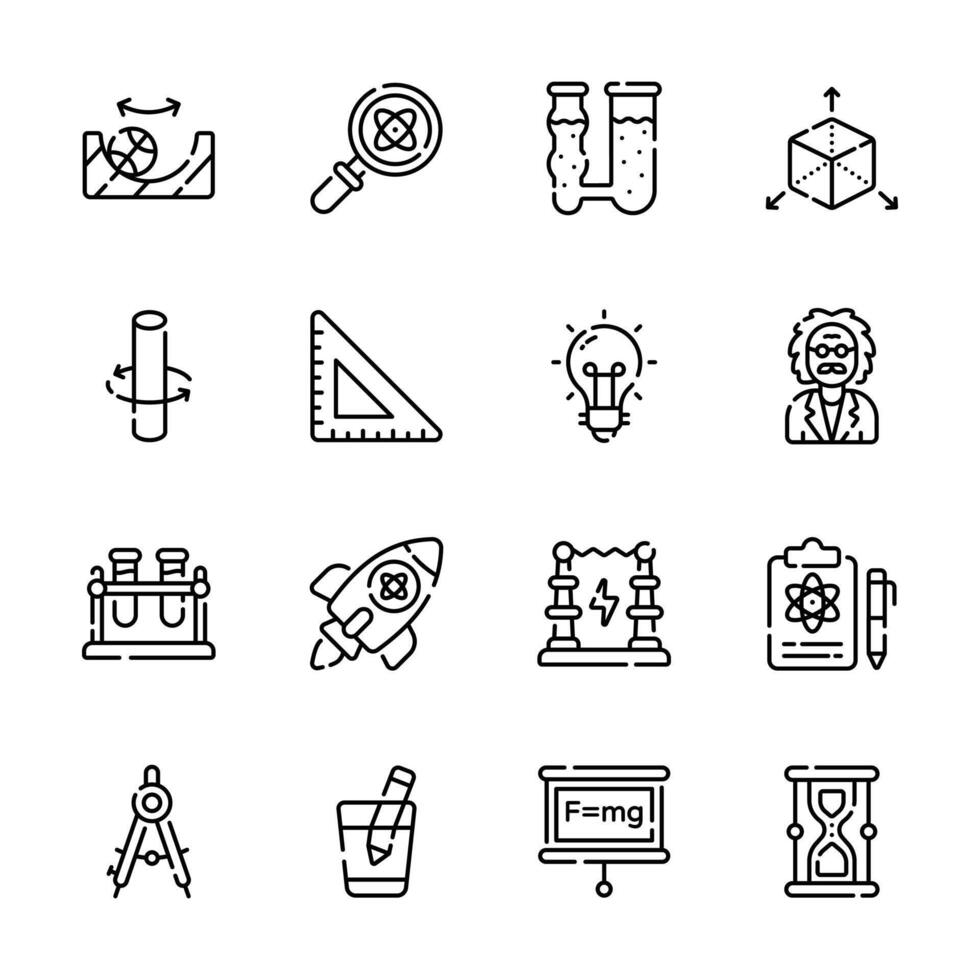 Get this linear collection of physics practical icons, ready for premium use vector