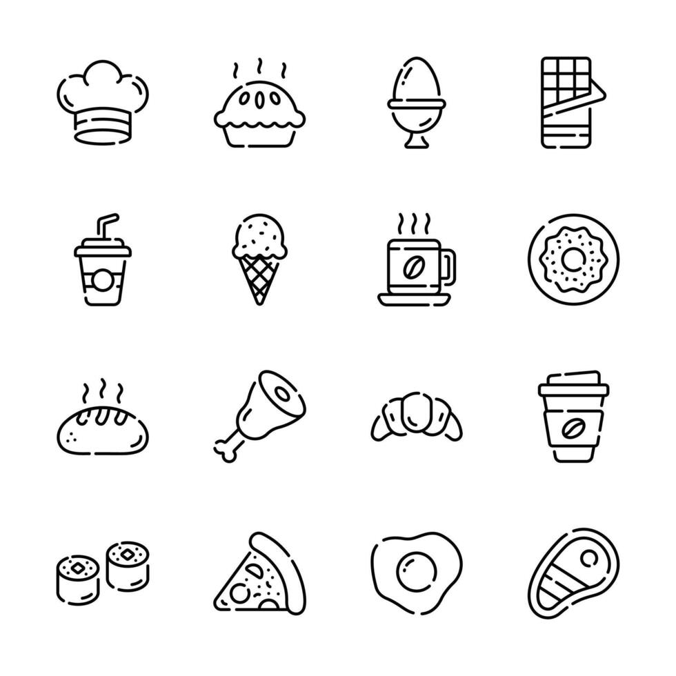 Grab this creatively designed outline collection of refreshment items vector