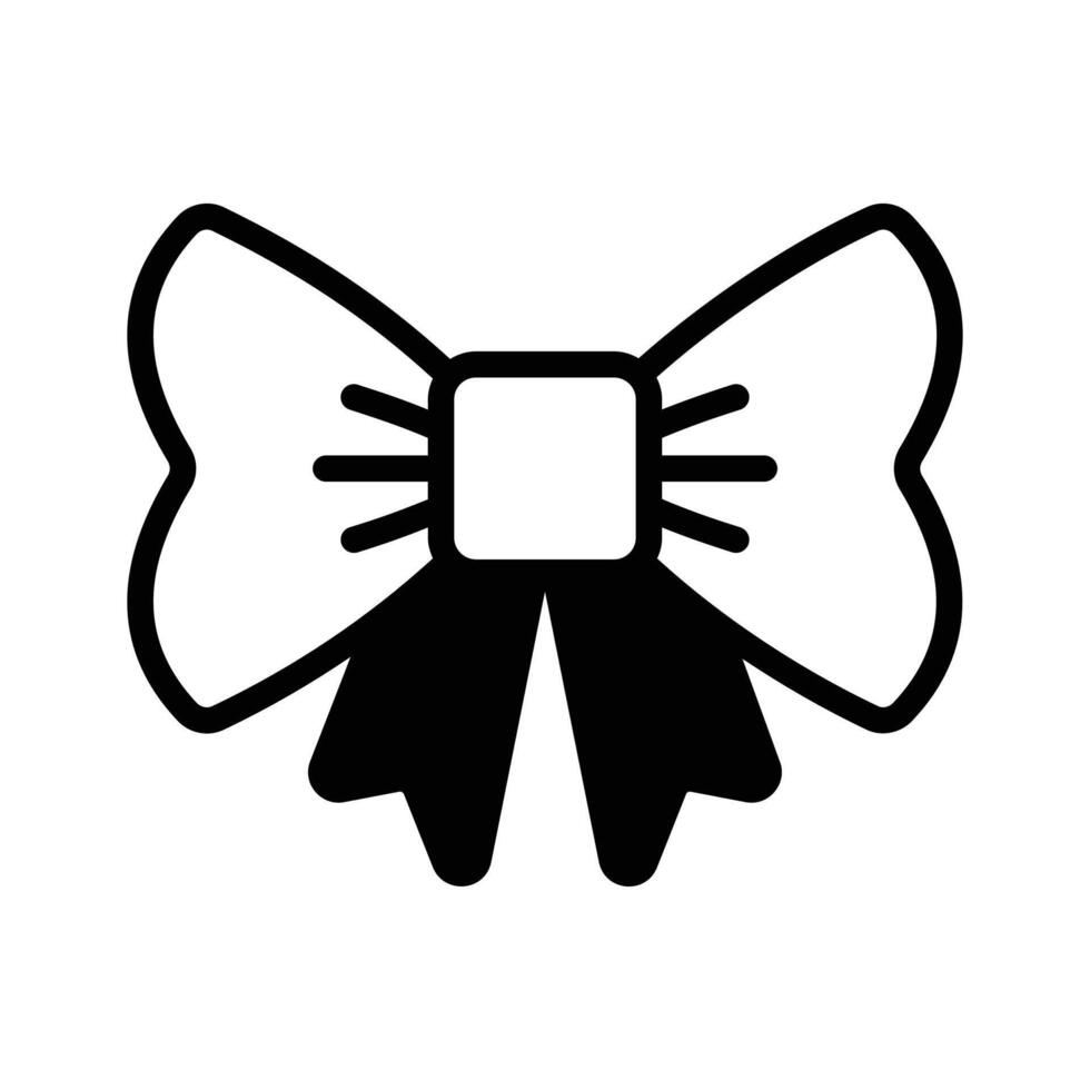 Creatively designed glyph icon depicting festive ribbon bow tie. vector