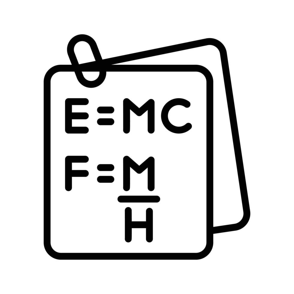 Grab this outline icon of physics notes with formula vector