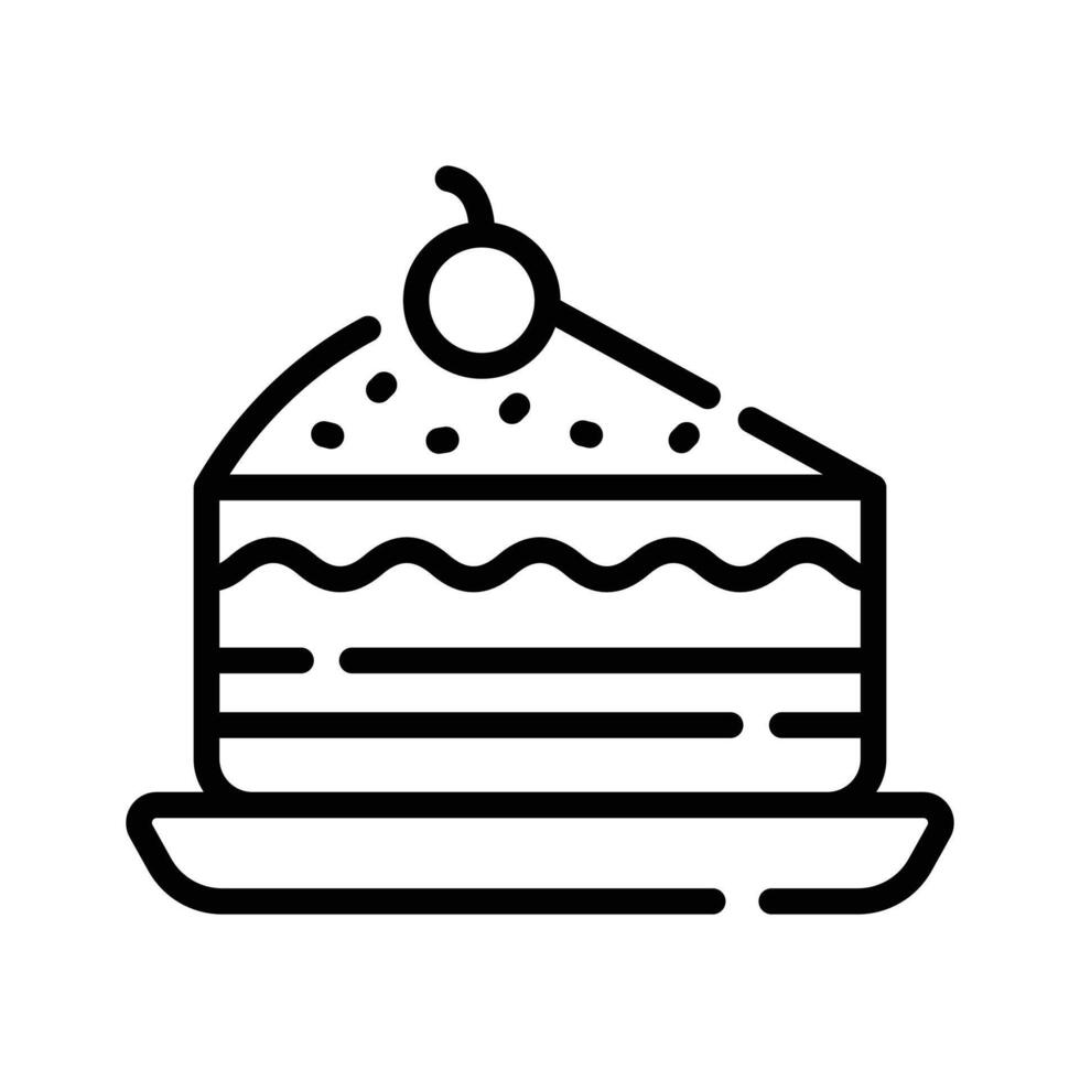 Ready to use line style icon depicting cake slice with topping vector