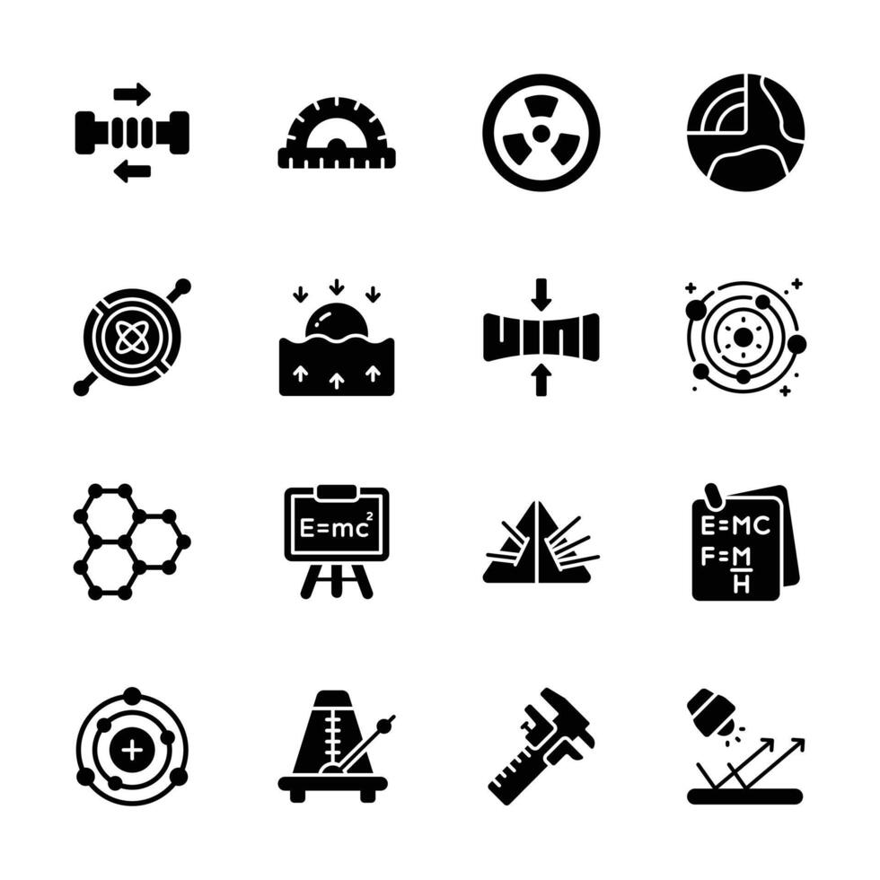 Grab this amazing bundle of science experiments glyph icons vector