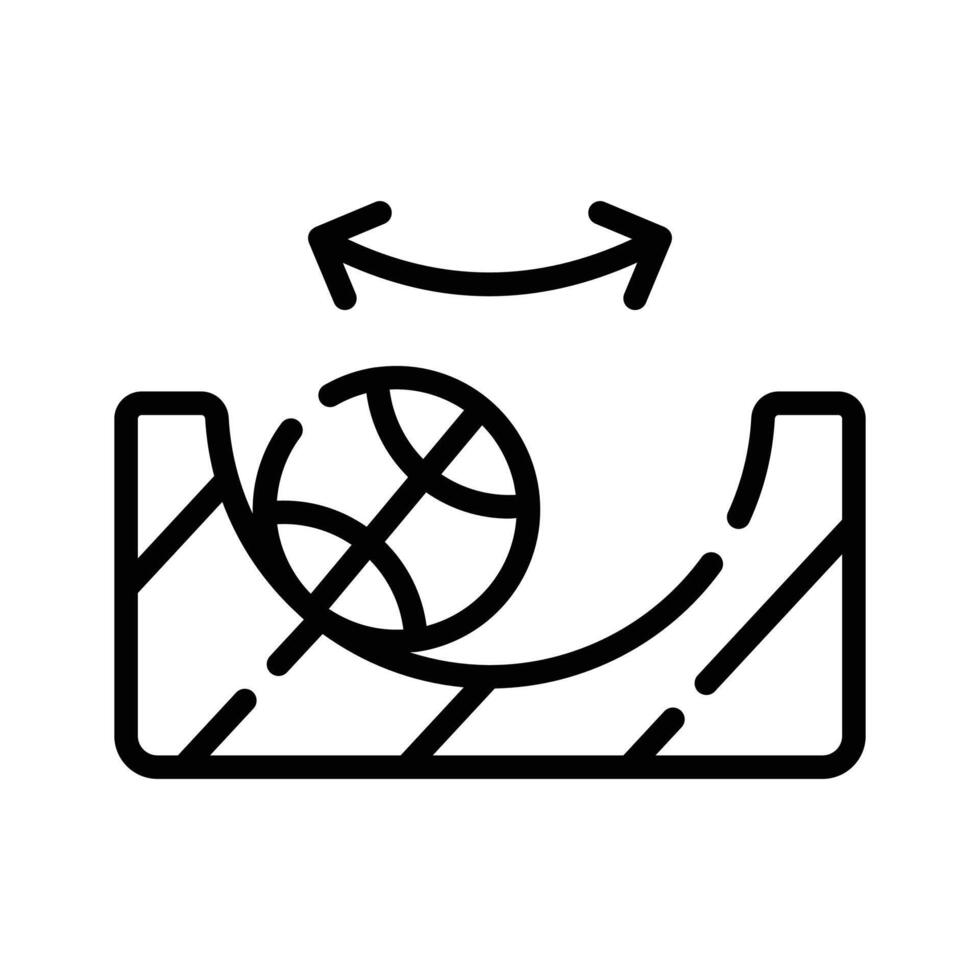 A customizable outline style icon of ball friction experiment vector