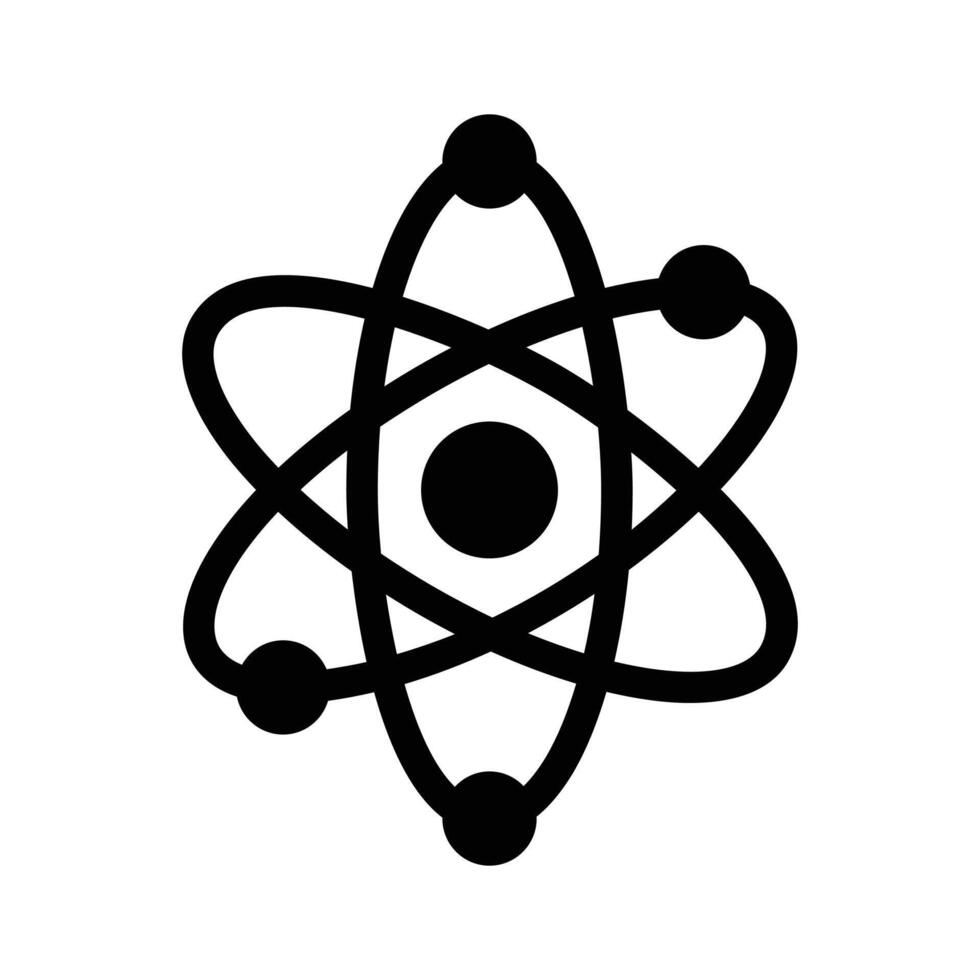Creatively designed glyph style icon showing atom structure, vector