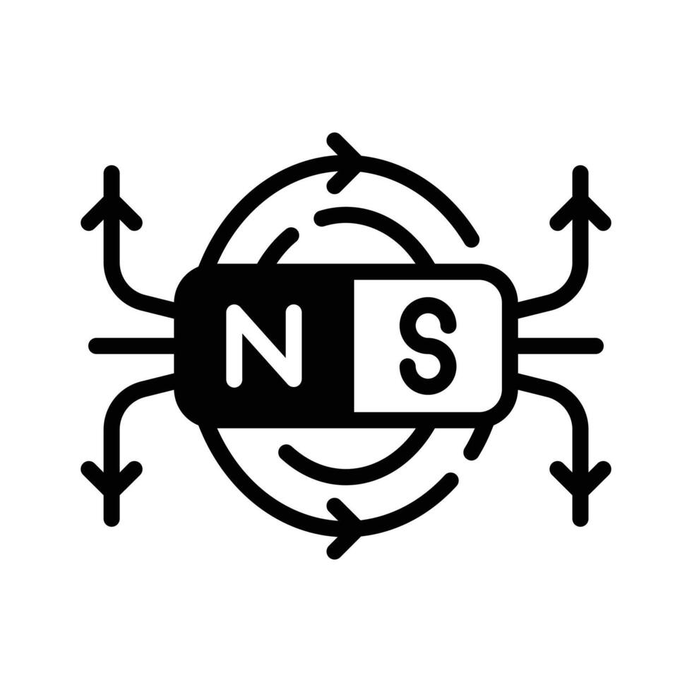 Ready to use glyph style icon of magnetic field,. vector