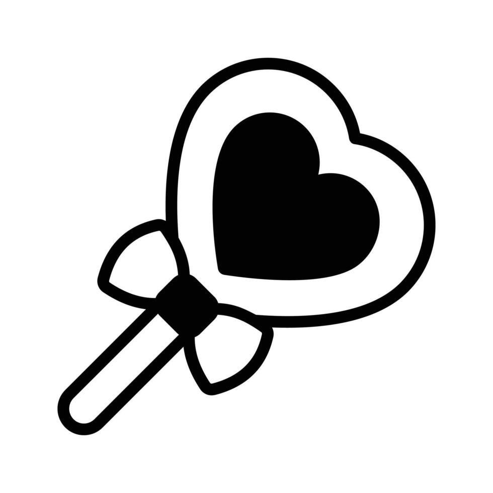 Easy to use glyph style icon denoting heart lollipop. vector
