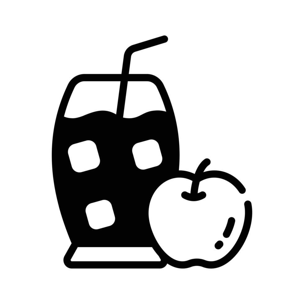 An editable glyph style icon of apple juice glass. vector