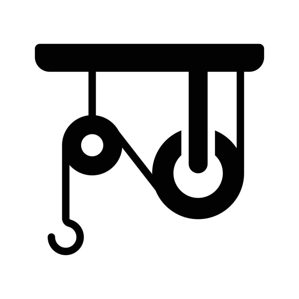 An editable glyph style icon depicting pulley system, vector