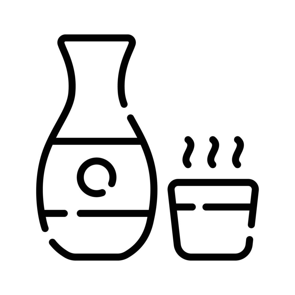 Hot drink bottle with glass, line icon ready for premium use vector