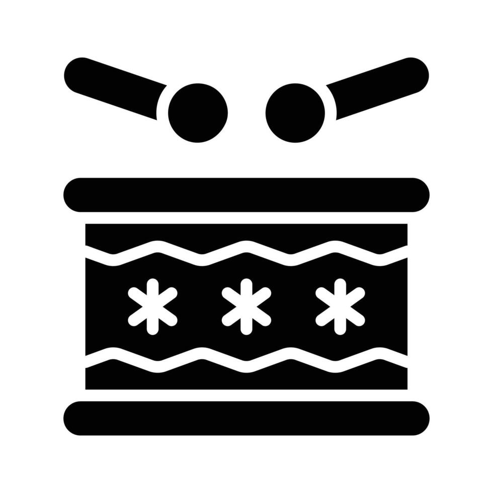 A customizable glyph style icon of drum with sticks vector