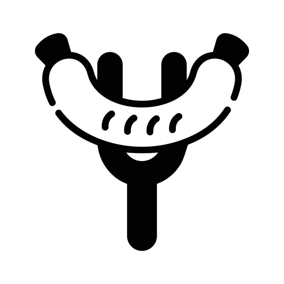 A well designed glyph icon of sausage on a fork. vector
