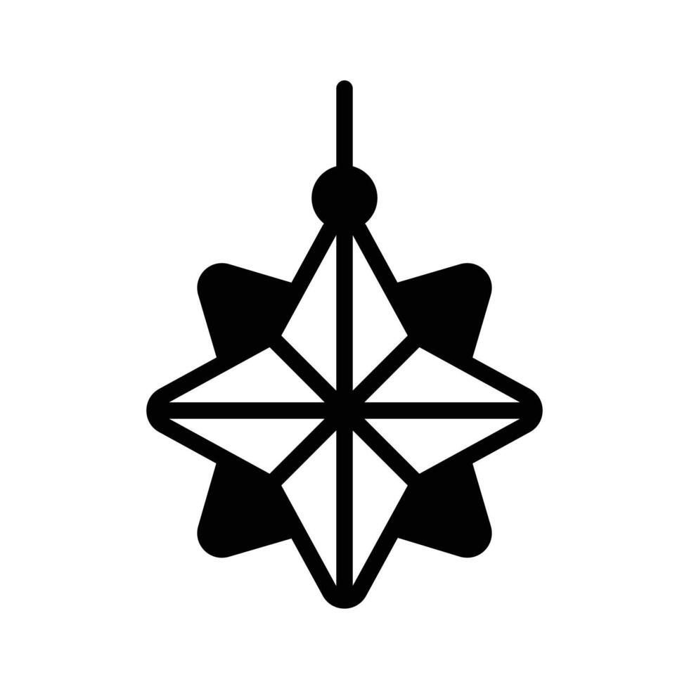 Easy to use glyph style icon of hanging star ornament decor. vector