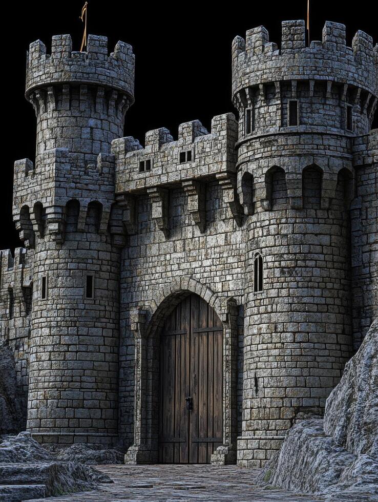 Historic Castle Designed for Defense with Drawbridge.jpeg photo
