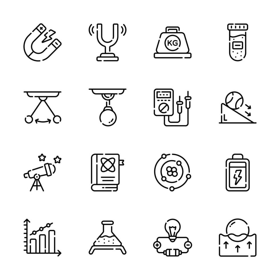 Get this simple yet handy collection of physics linear icons vector