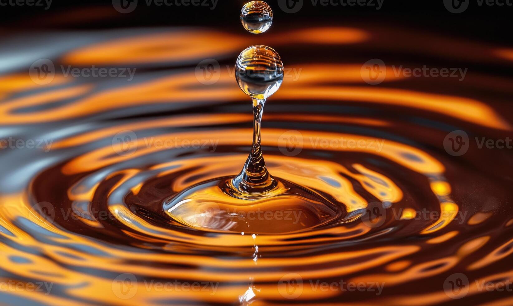 A drop of water is falling into a large body of water closeup photo