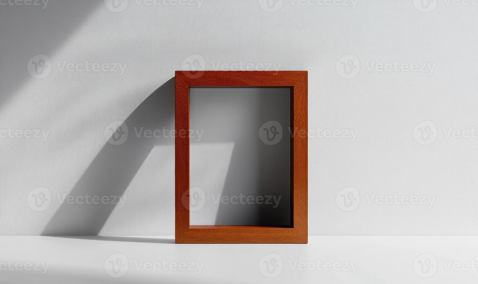 a wooden frame sitting on a white surface photo