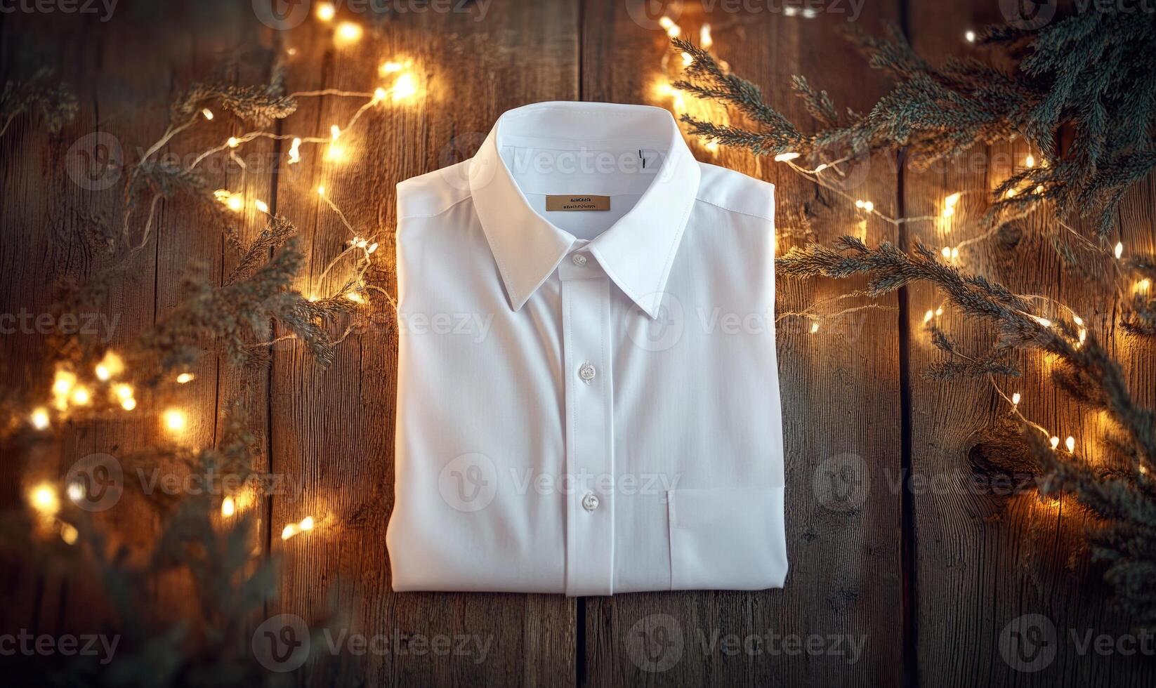 The shirt is folded and placed on the table, creating a cozy photo