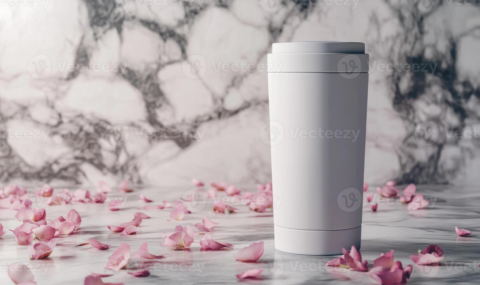 Concept of calm and serenity, as the cup and petals create a peaceful atmosphere photo