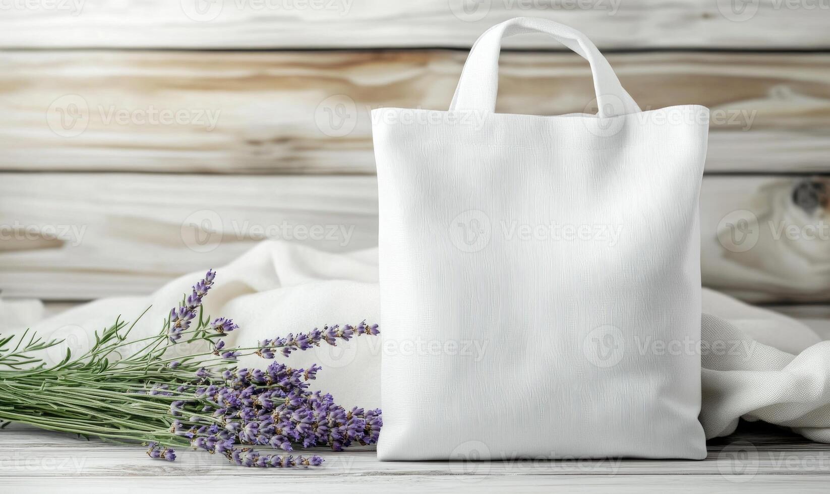 The bag is open and the flowers are arranged in a vase photo