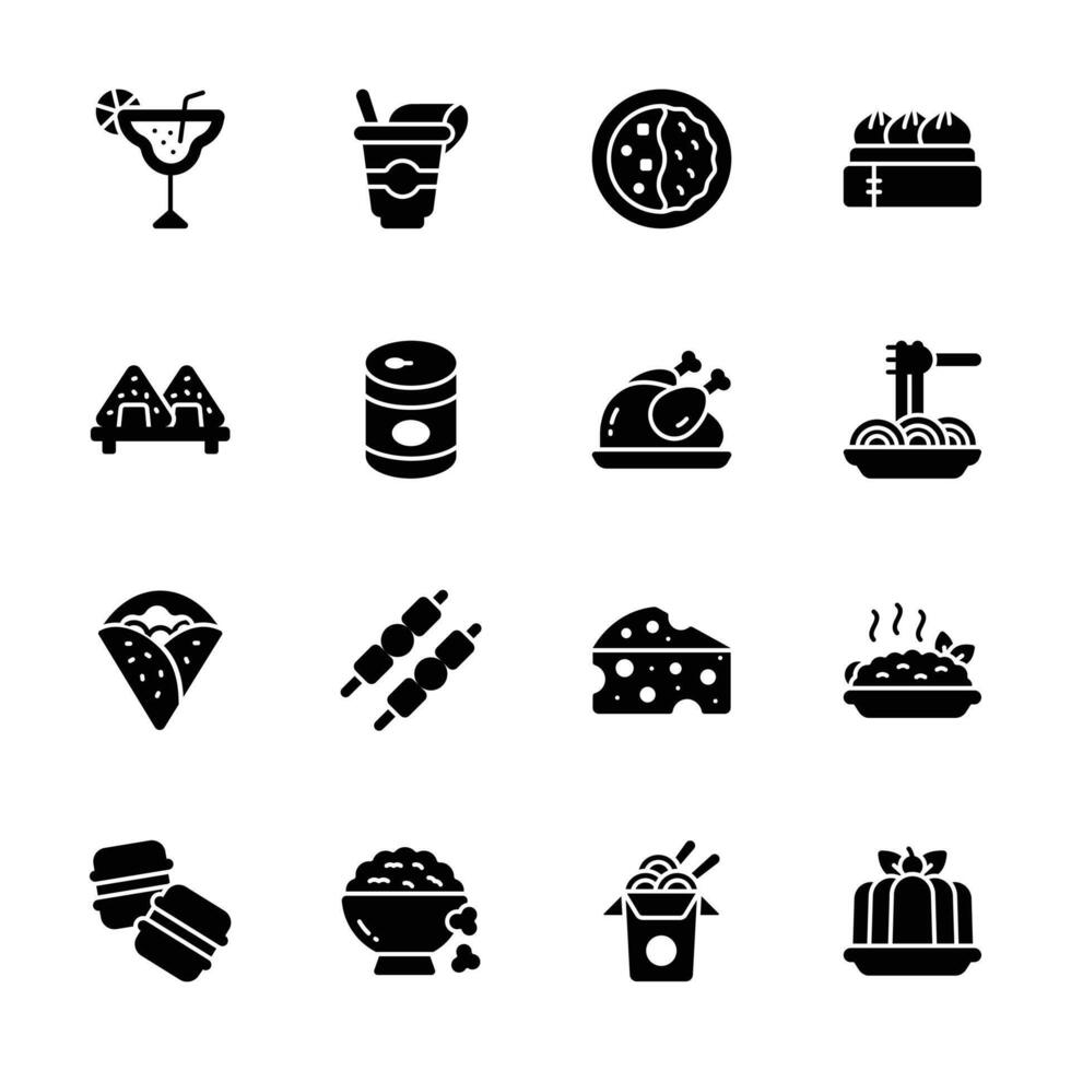 Get a glimpse of our customizable glyph pack of food items vector
