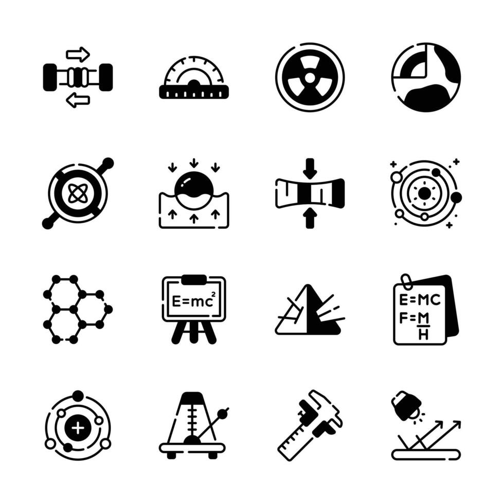 Grab this amazing bundle of science experiments glyph icons. vector