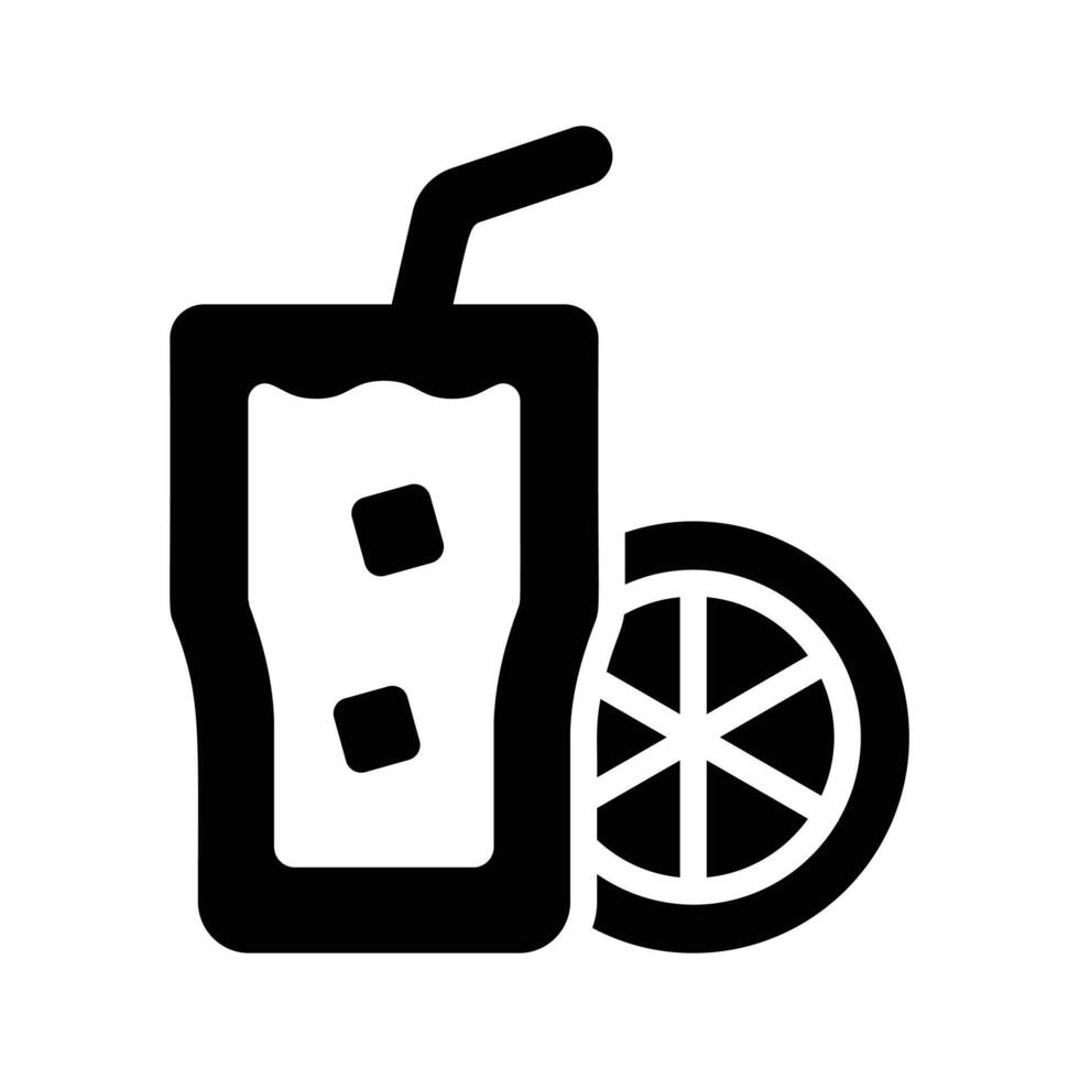A customizable glyph icon of orange juice glass vector
