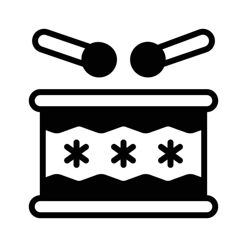 A customizable glyph style icon of drum with sticks. vector