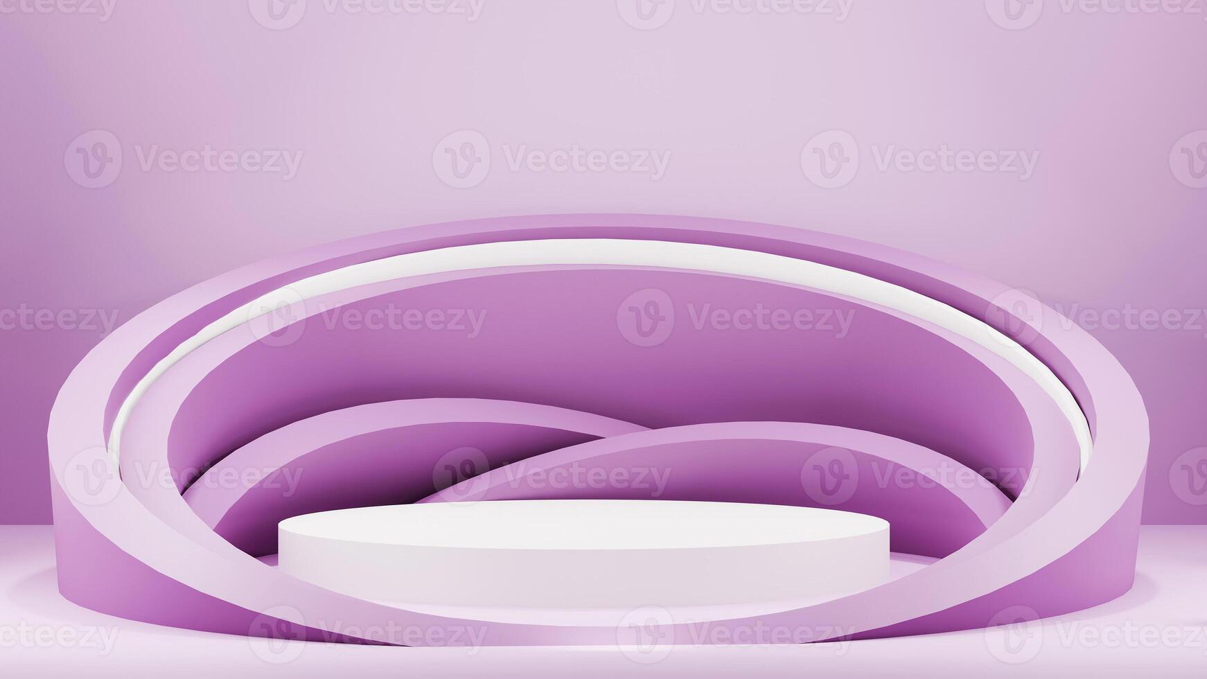 3d render of a purple stage with a white podium photo