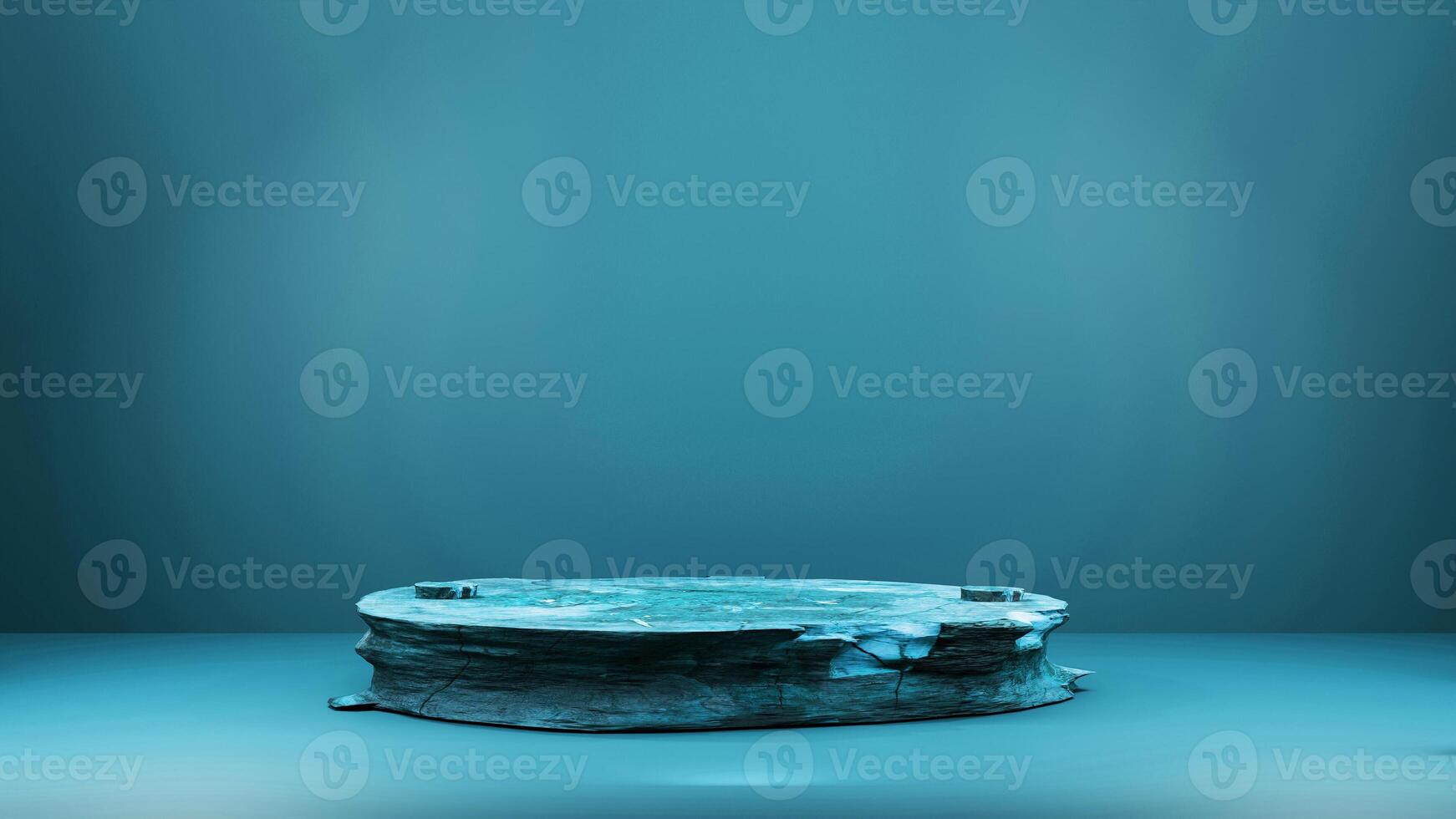 An empty blue table with a blue background photo
