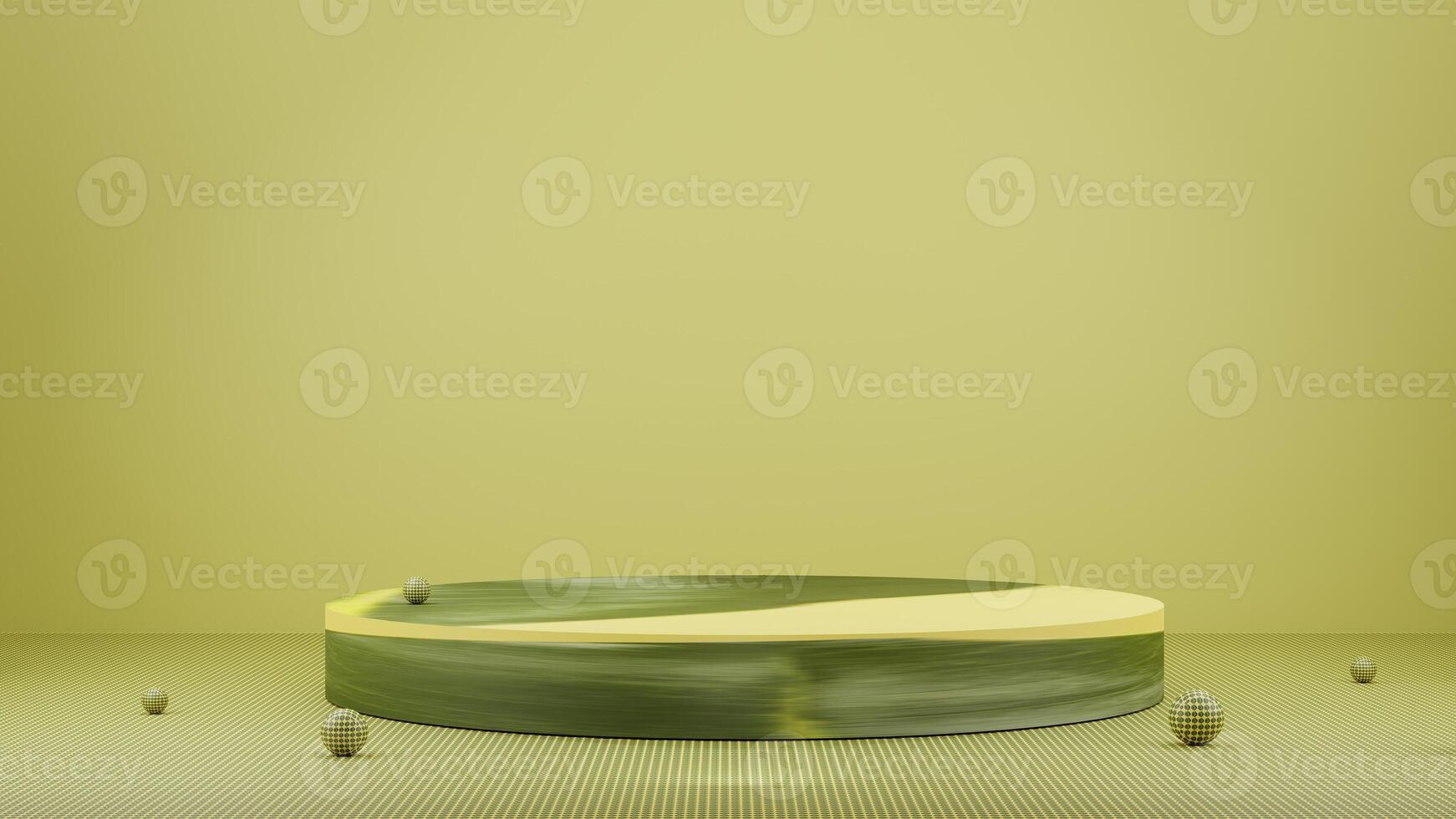 A green and yellow cake with a piece of fruit on top photo