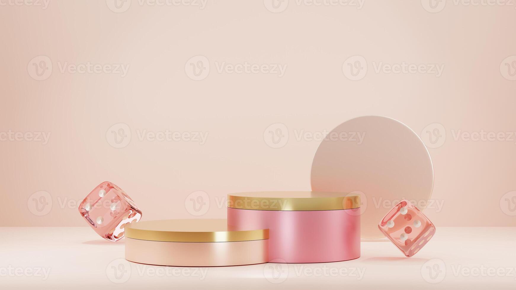 Three empty containers with pink and gold lids photo
