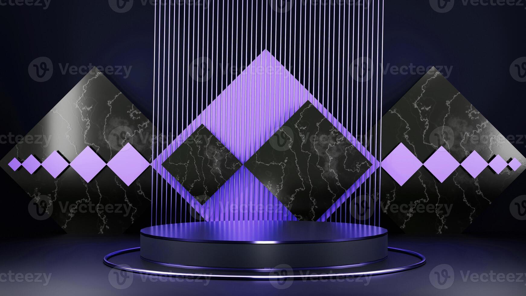 3d rendering of a purple and black background with a podium photo