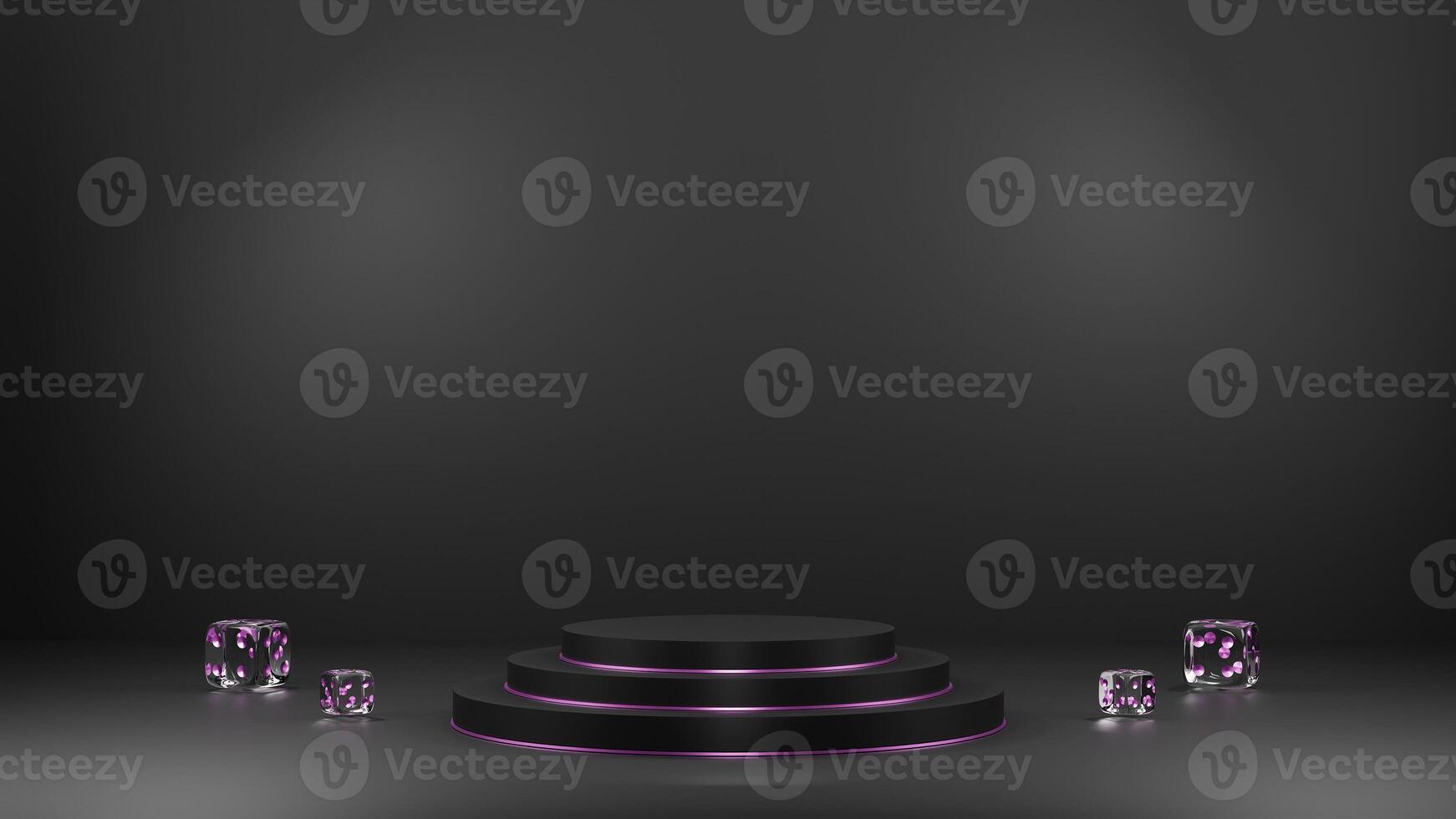 Black podium with diamonds on a black background photo