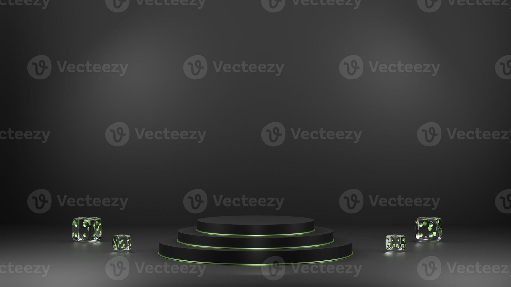 Black podium with green lights on it photo
