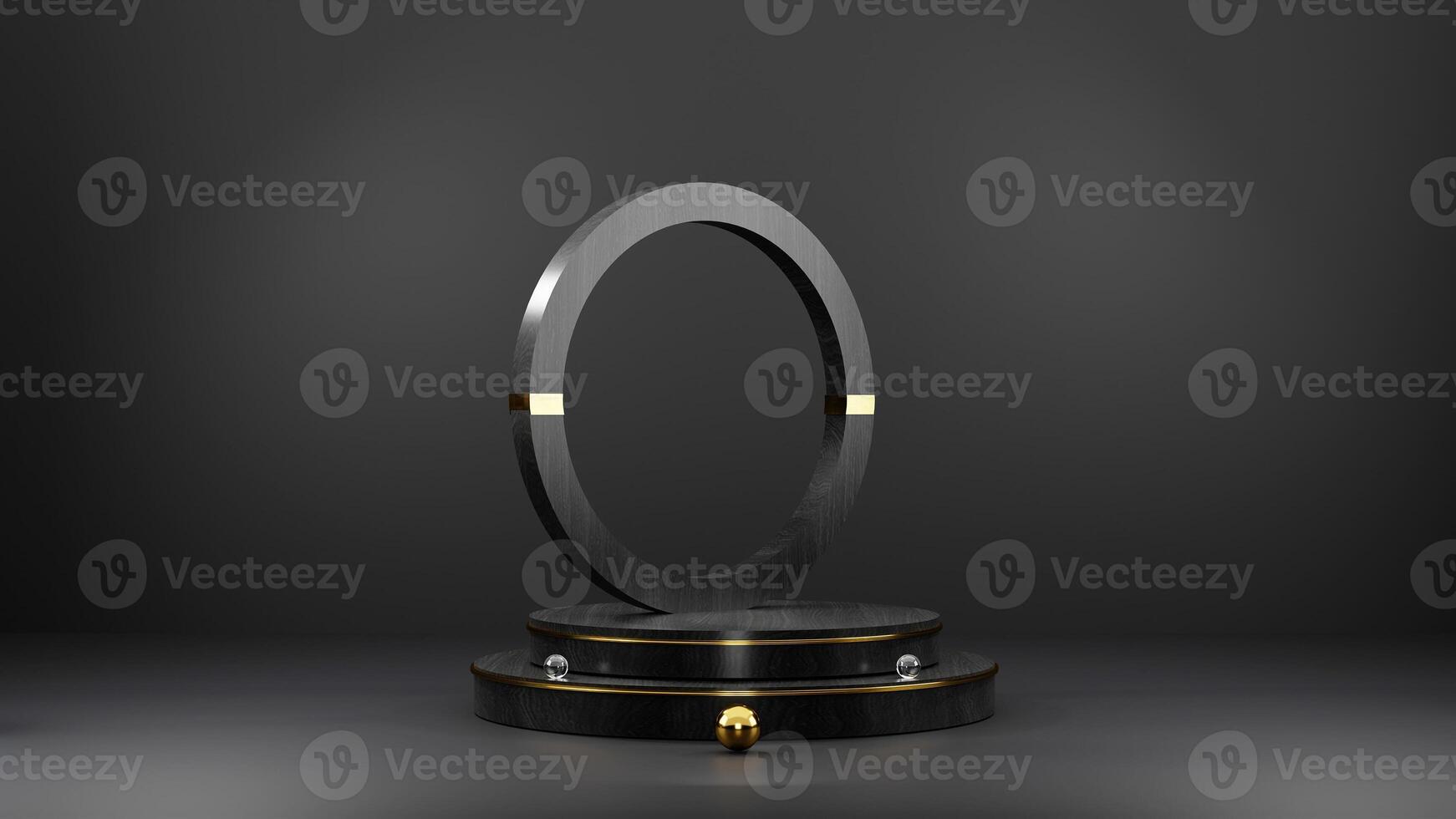 A black and gold trophy on a black pedestal photo