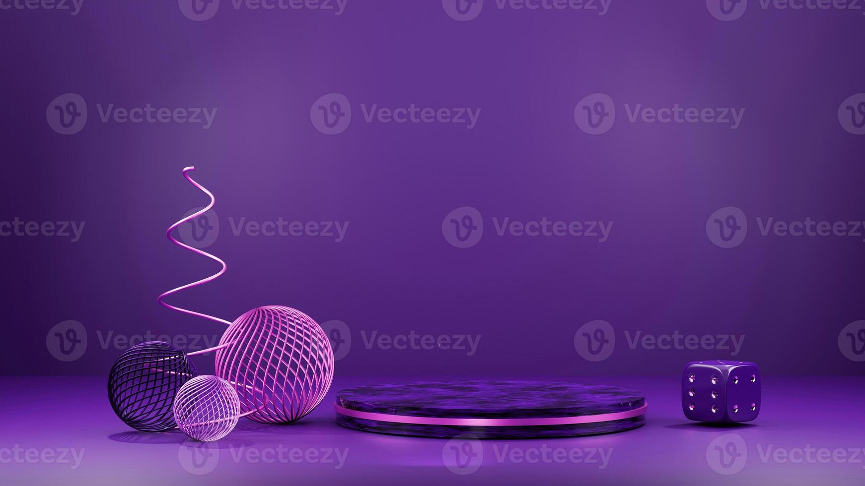 A purple background with a purple table and some dice photo