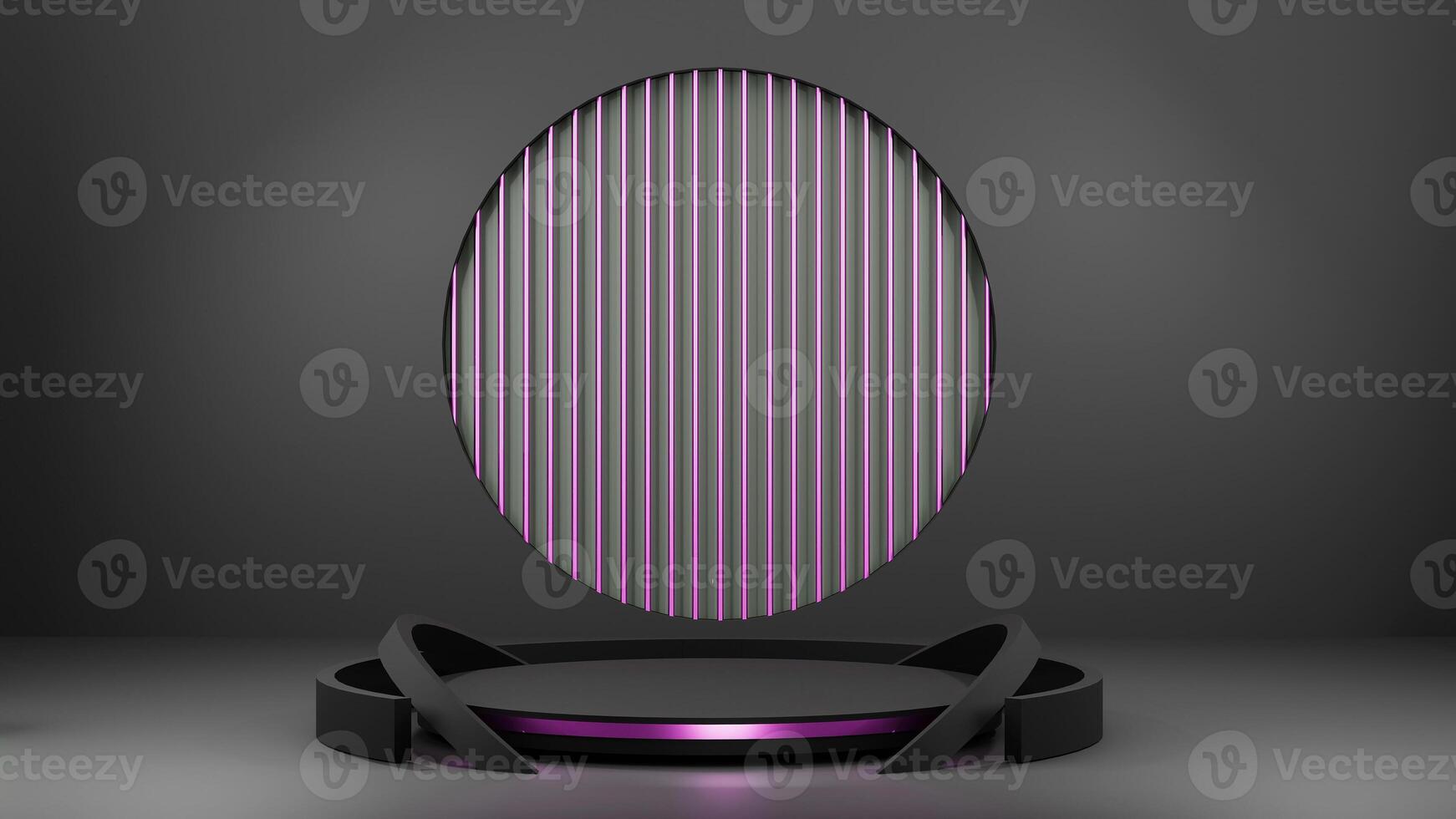 A purple and black lighted object with a curved surface photo