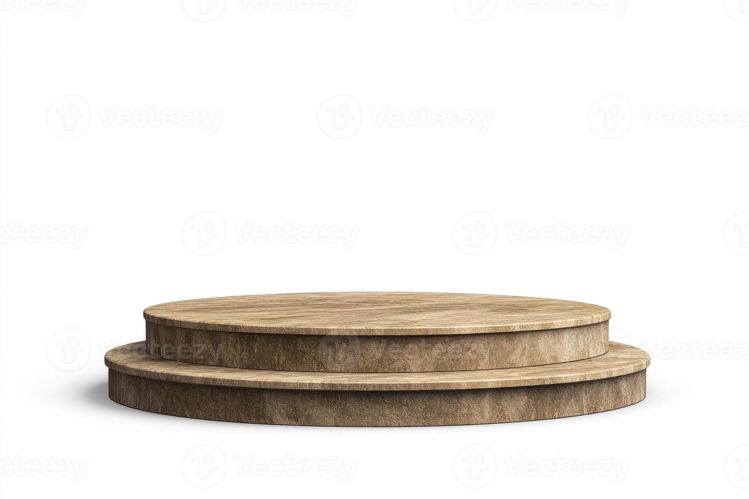 Wooden Two-tiered Podium on White Background for Product Display photo